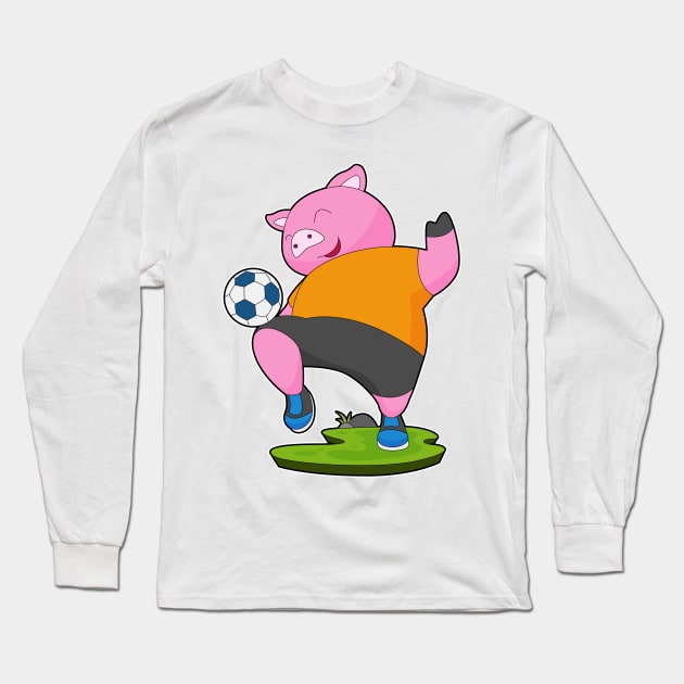 Pig Soccer player Soccer Long Sleeve T-Shirt by Markus Schnabel